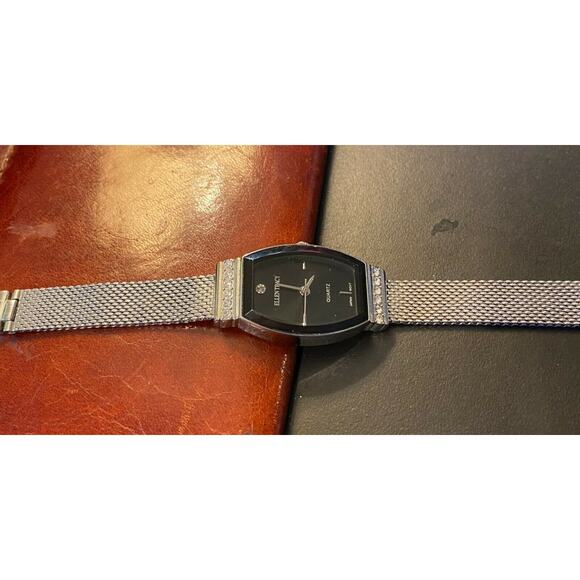 Women's 20mm silver Tone Ellen Tracy Watch, Mesh Band, Crystal Accents - Picture 3 of 3